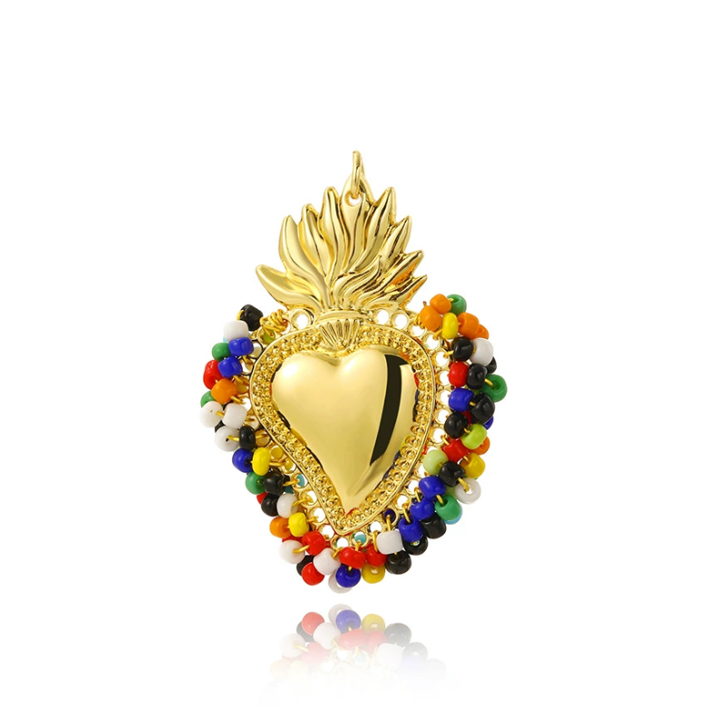 Charming Beaded Heart Pendant