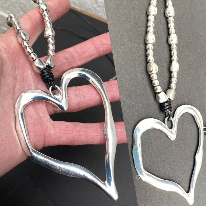 Boho Leather Heart Pendant Necklace