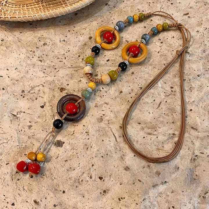 Vibrant Ceramic Beaded Necklace
