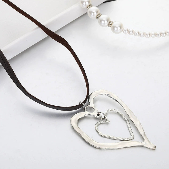 Boho Leather Heart Pendant Necklace