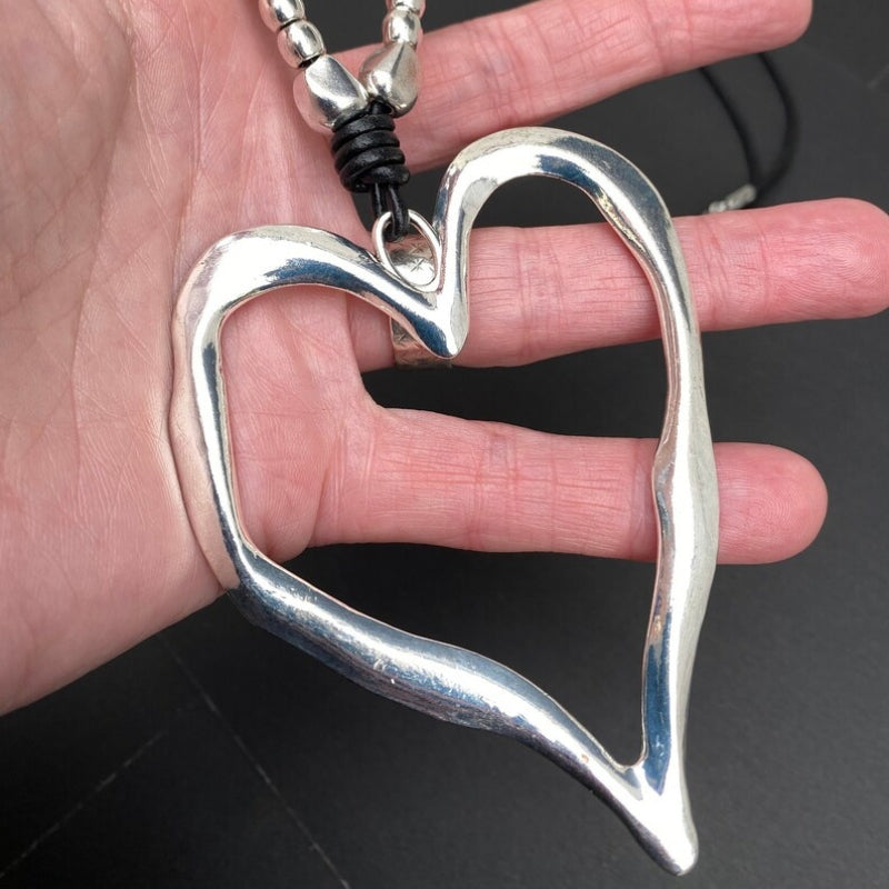 Boho Leather Heart Pendant Necklace