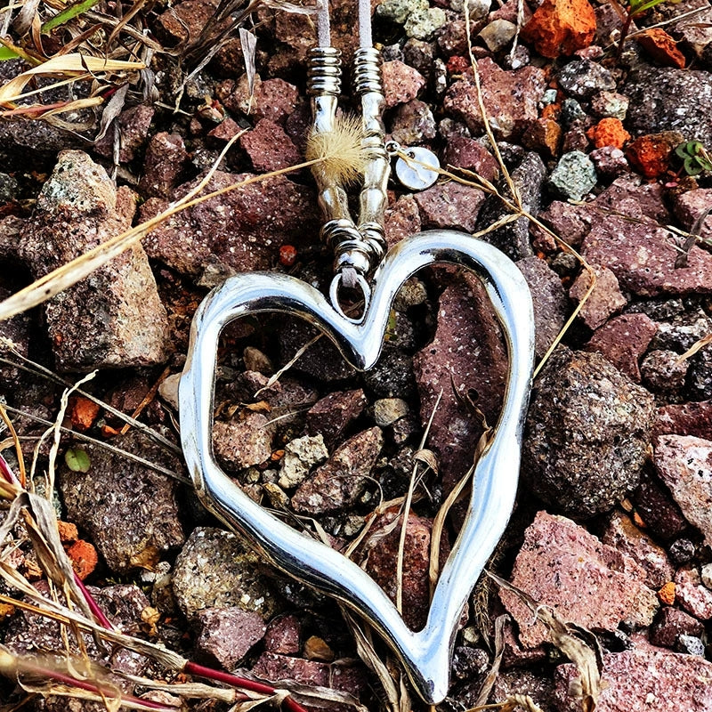 Boho Leather Heart Pendant Necklace