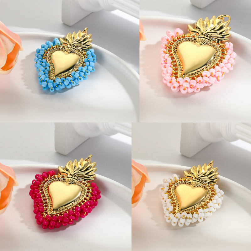 Charming Beaded Heart Pendant