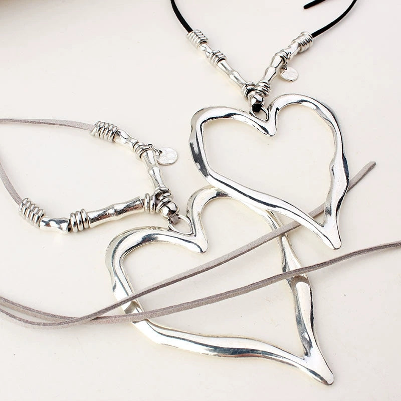 Boho Leather Heart Pendant Necklace