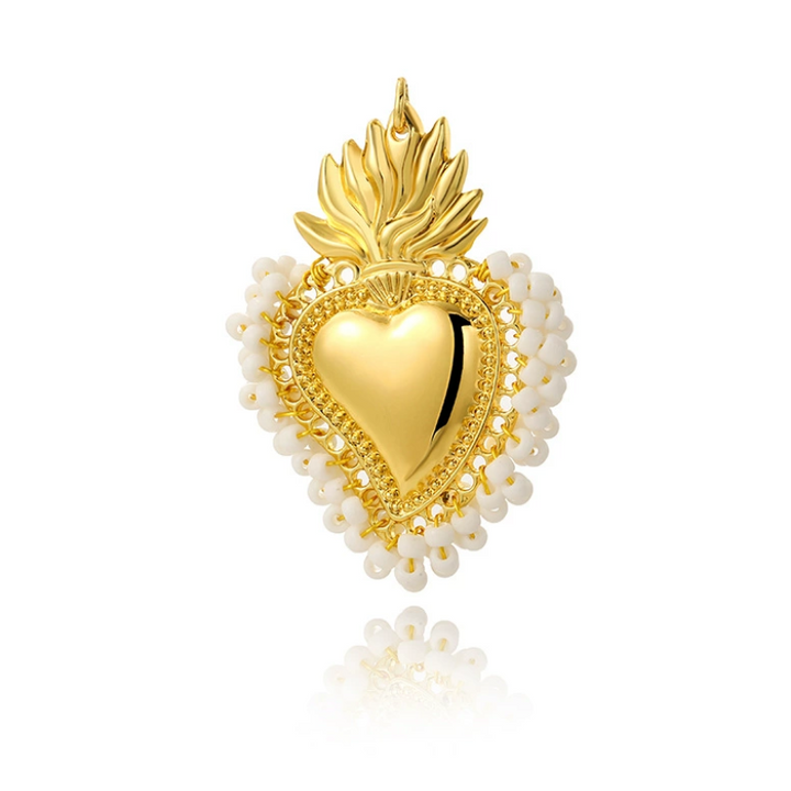 Charming Beaded Heart Pendant