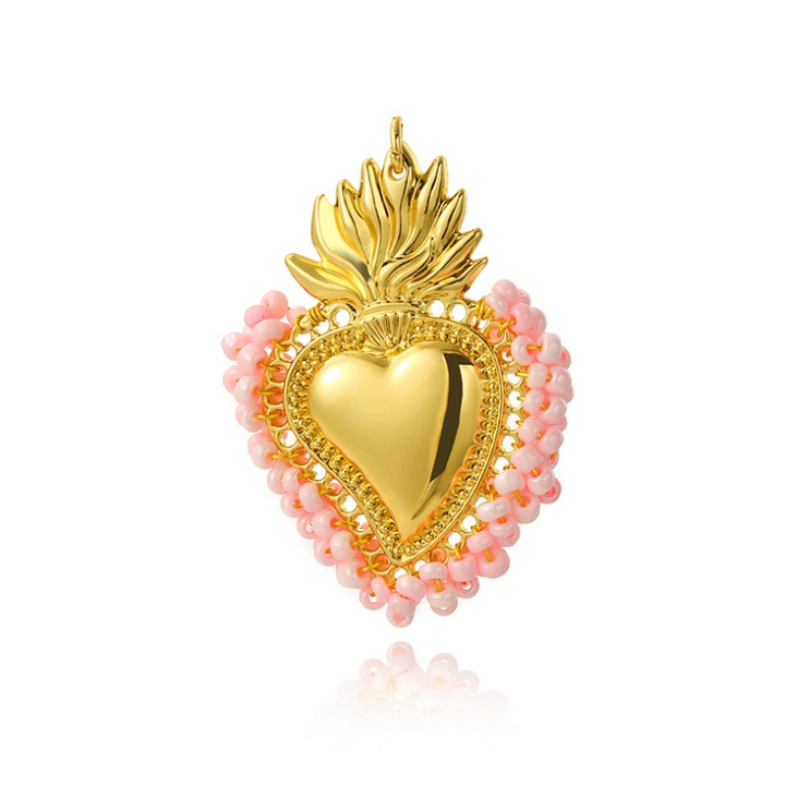 Charming Beaded Heart Pendant