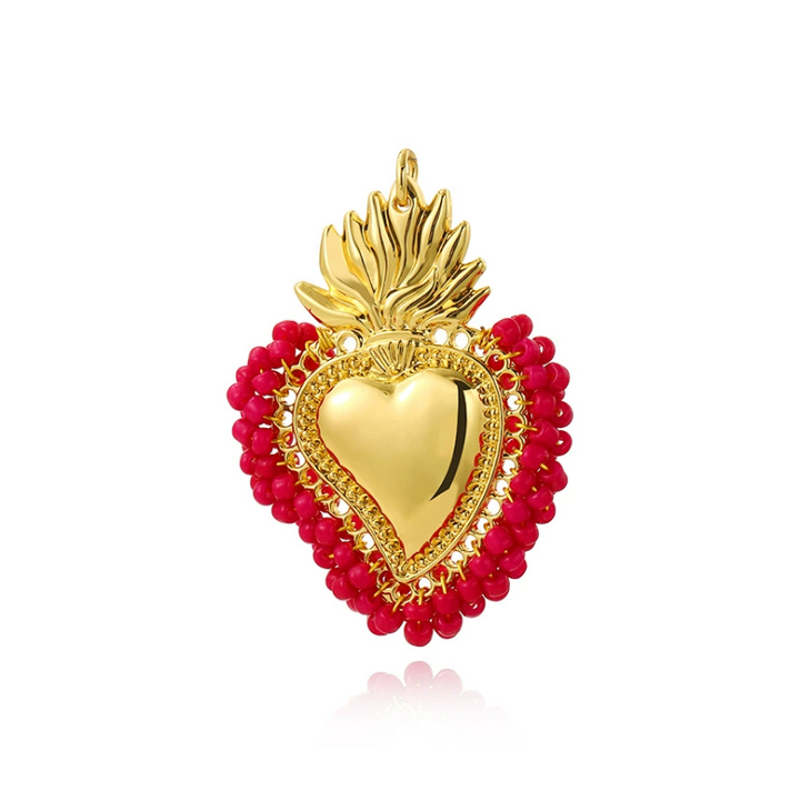 Charming Beaded Heart Pendant