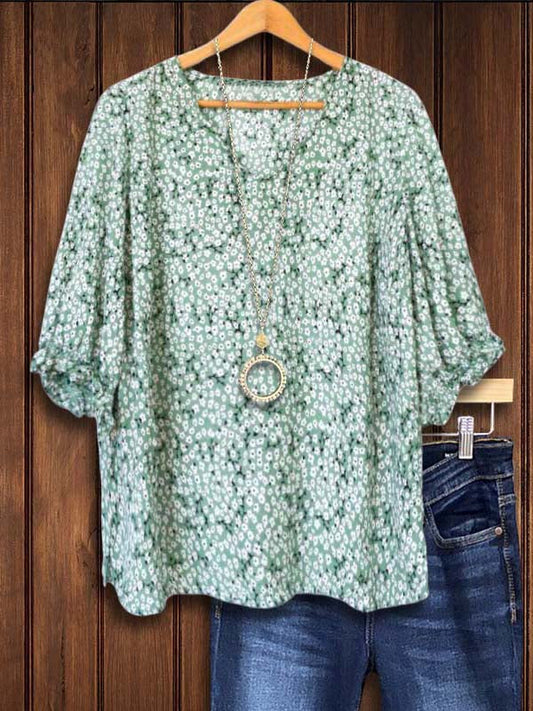 Floral Print Puff Sleeve Blouse