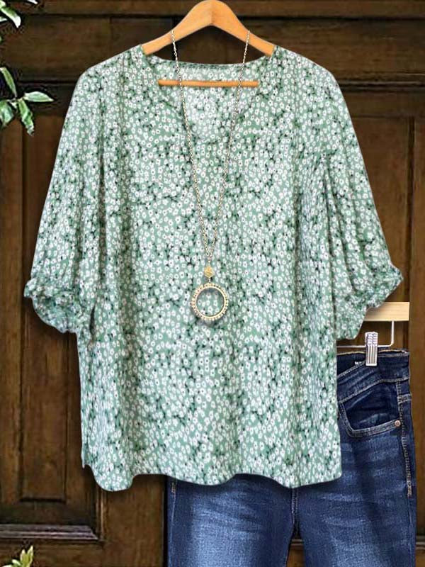 Floral Print Puff Sleeve Blouse