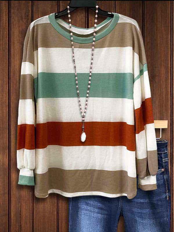 Multicolor Striped Crew Neck Top