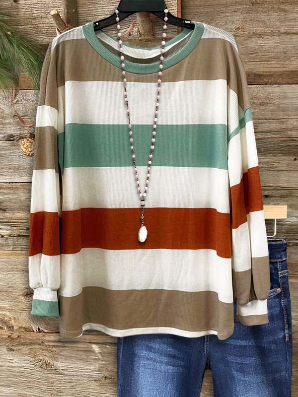 Multicolor Striped Crew Neck Top