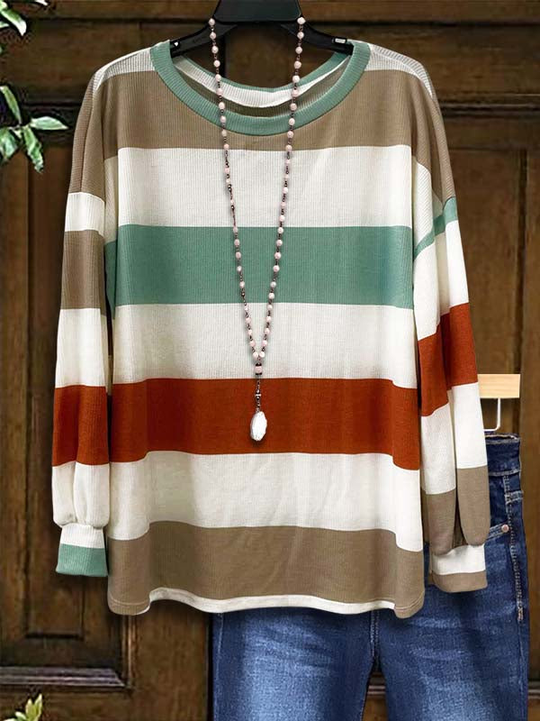 Multicolor Striped Crew Neck Top