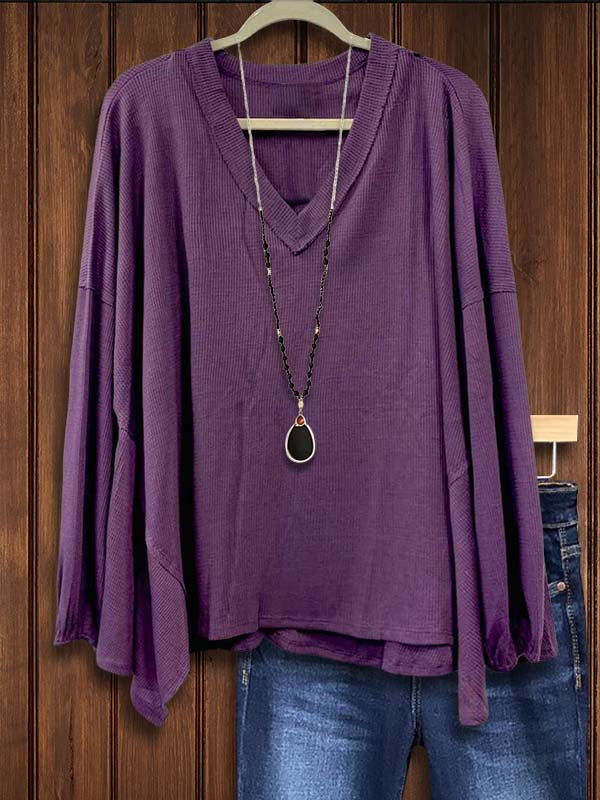 Purple Irregular Hem Loose Top