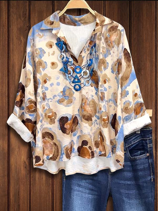 Abstract Sfumato Print Loose Blouse