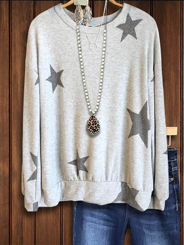 Star Print Loose Sweatshirt