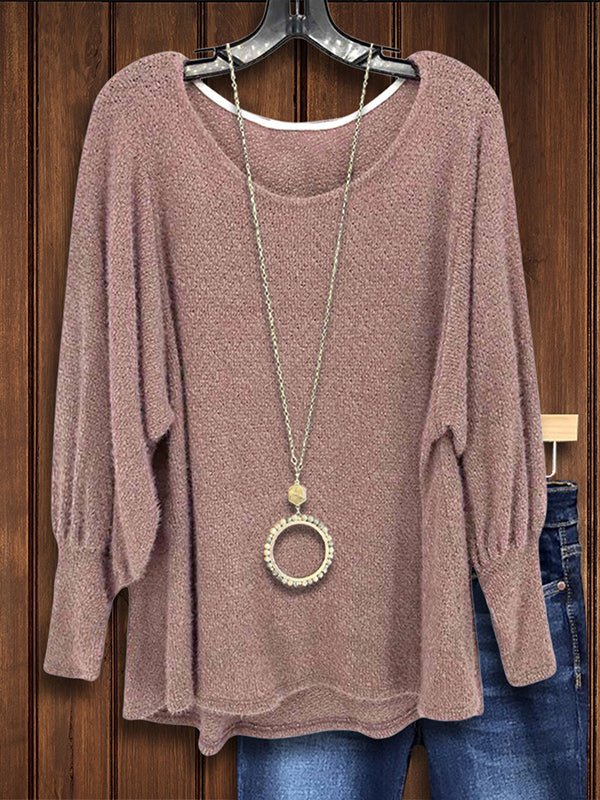 Warm Crew Neck Knitted Blouse