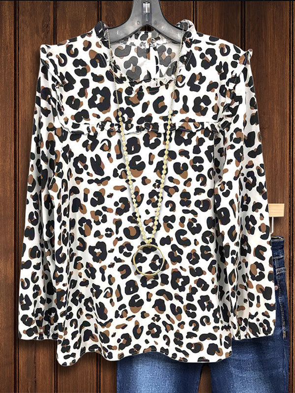 Leopard Print Ruffle Blouse