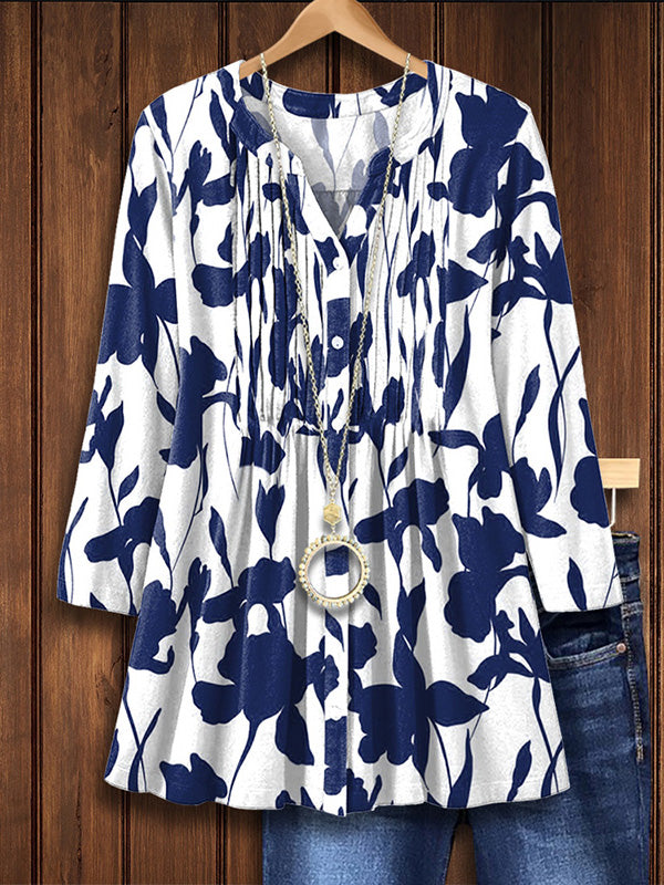 Blue And White Porcelain Print Shirt