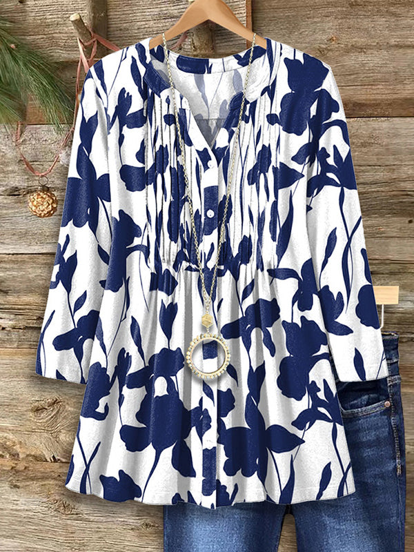 Blue And White Porcelain Print Shirt