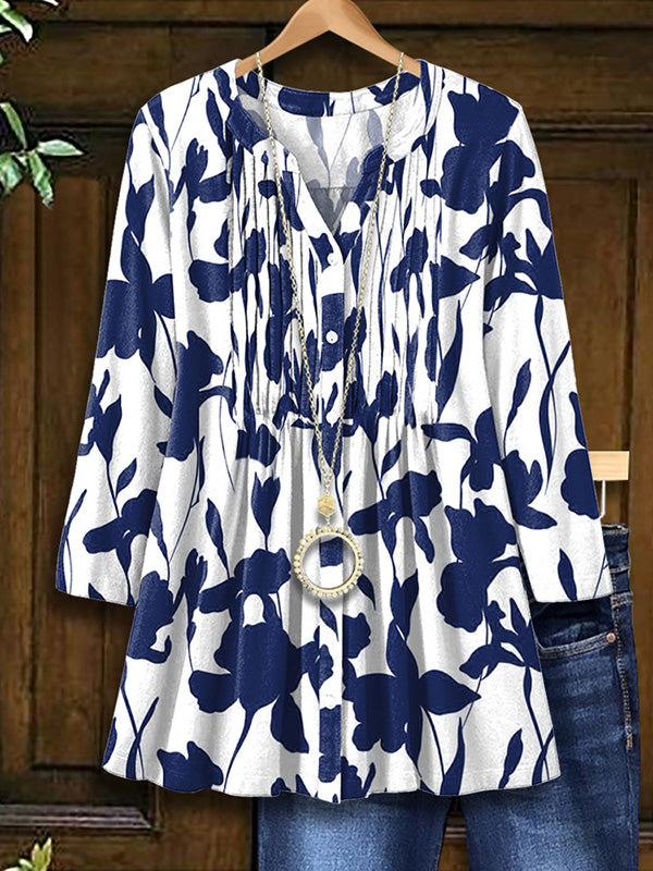 Blue And White Porcelain Print Shirt