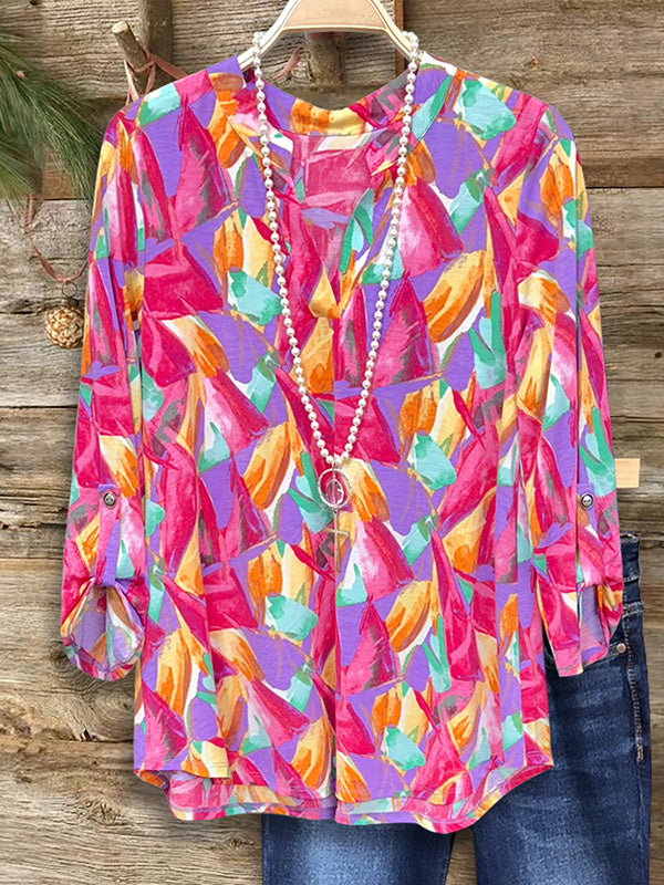 Multicolor Abstract Print Loose Blouse