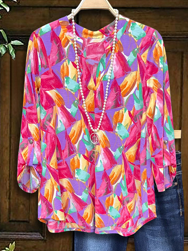 Multicolor Abstract Print Loose Blouse