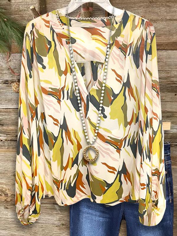 Abstract Print Loose Blouse