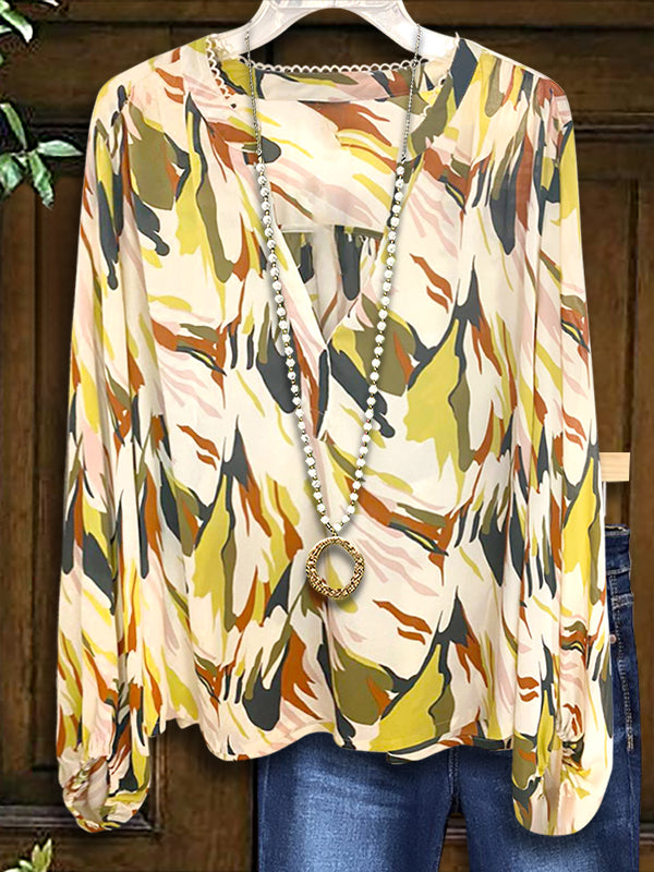 Abstract Print Loose Blouse