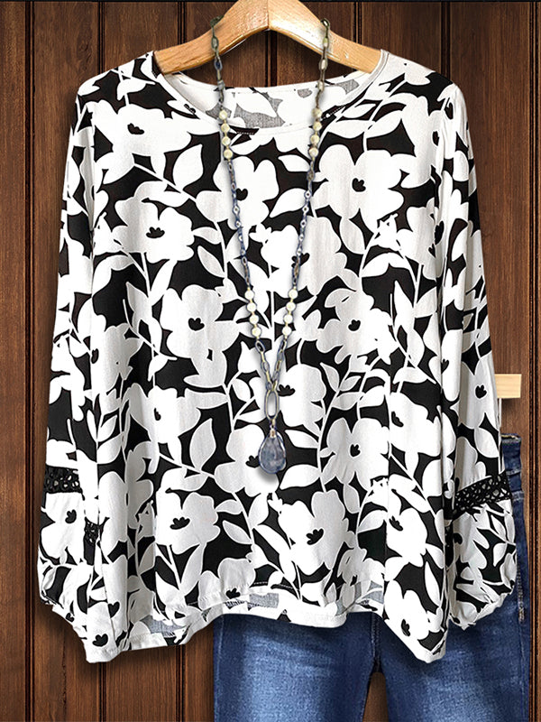 Black & White Floral Print Blouse