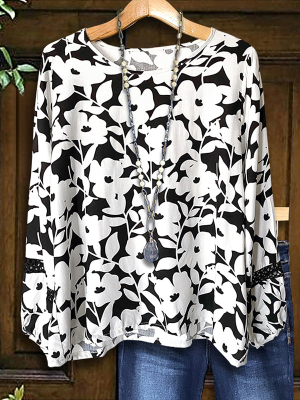 Black & White Floral Print Blouse