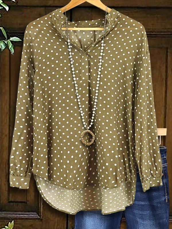 Polka Dot Print Loose Blouse