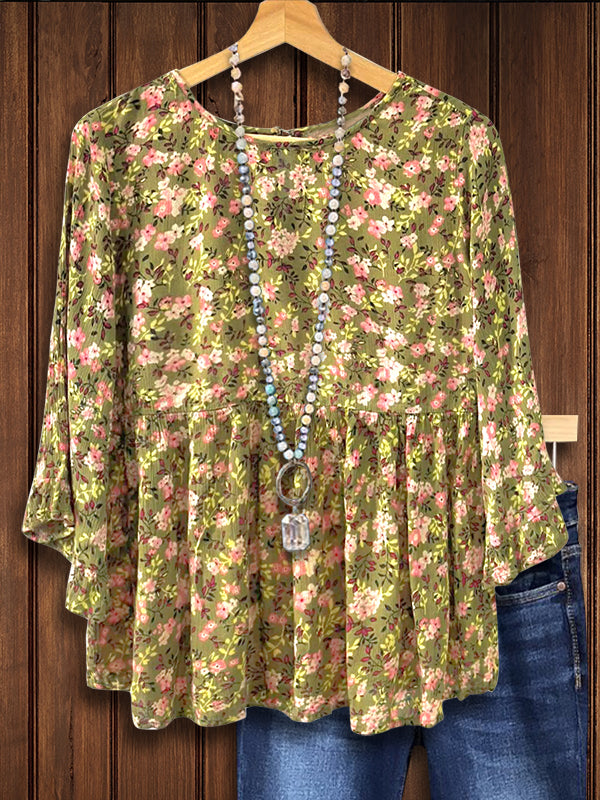 Floral Babydoll Ruffled Blouse