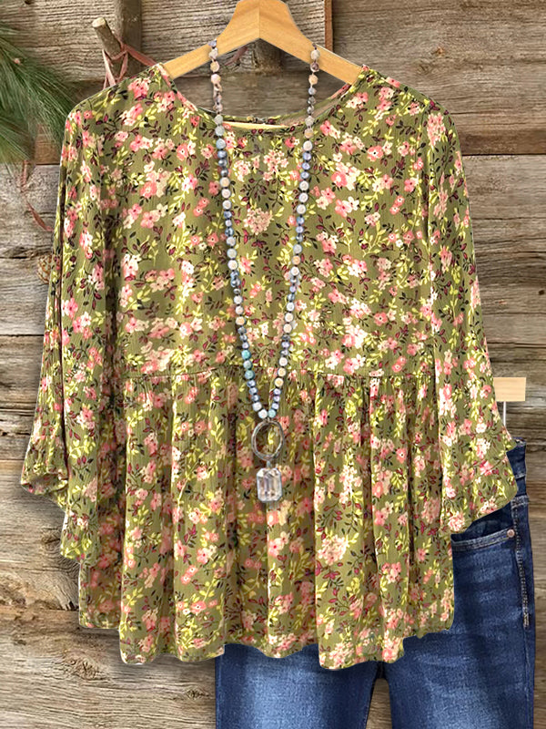 Floral Babydoll Ruffled Blouse