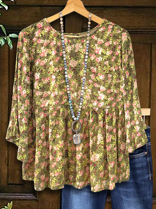 Floral Babydoll Ruffled Blouse