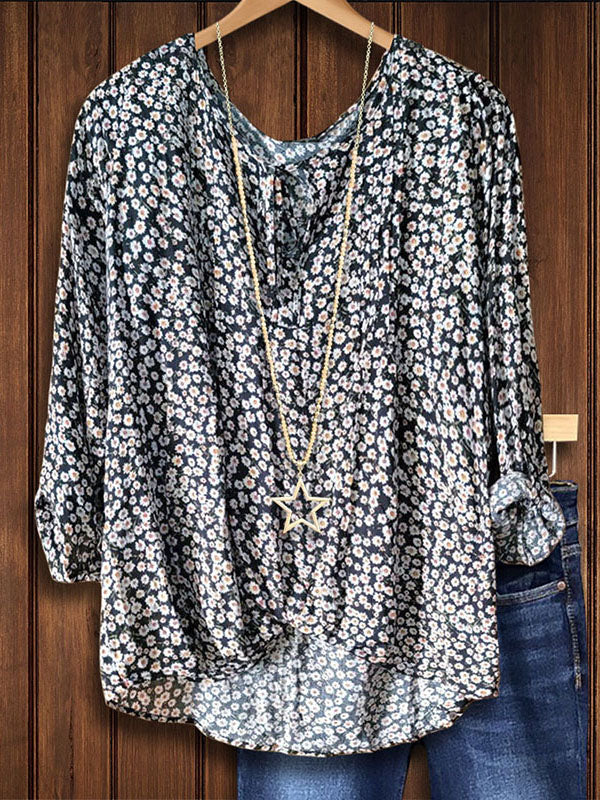 Floral Print Twist Blouse