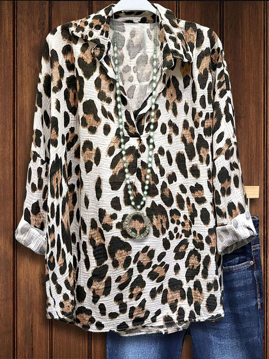 Leopard Print Loose Casual Blouse