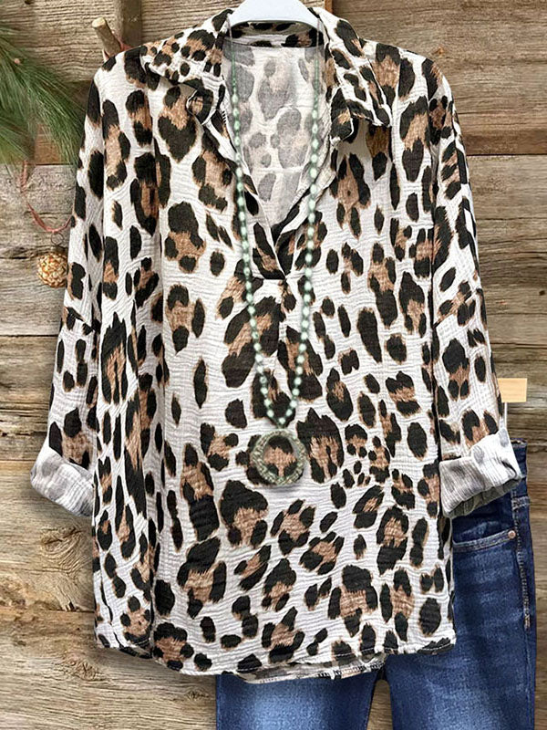 Leopard Print Loose Casual Blouse