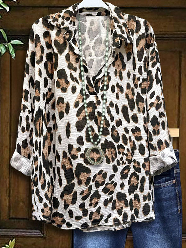 Leopard Print Loose Casual Blouse