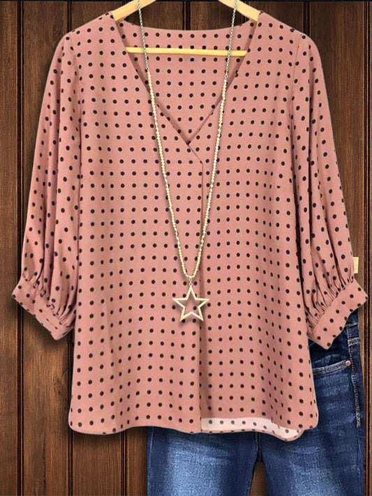 Sweet Polka Dot Print Blouse