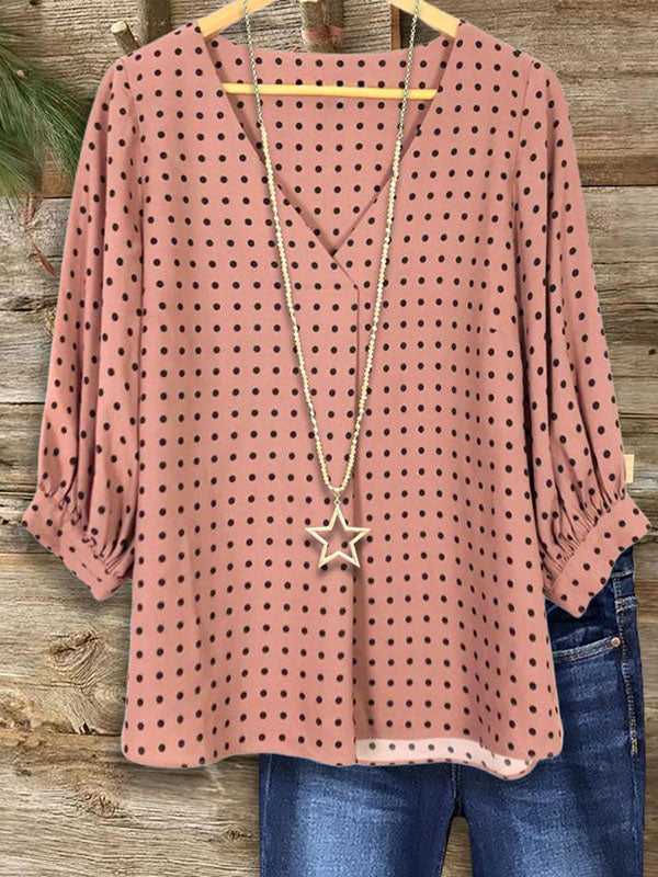 Sweet Polka Dot Print Blouse