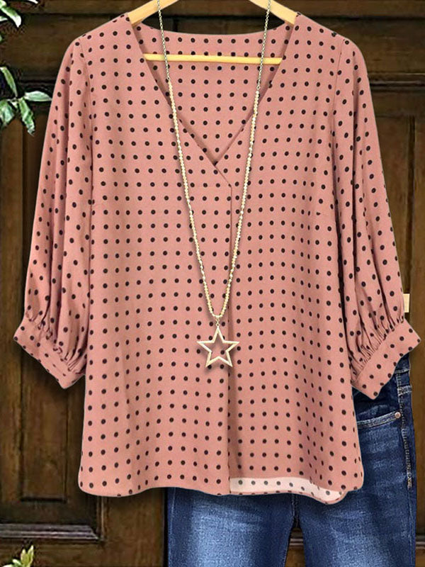 Sweet Polka Dot Print Blouse