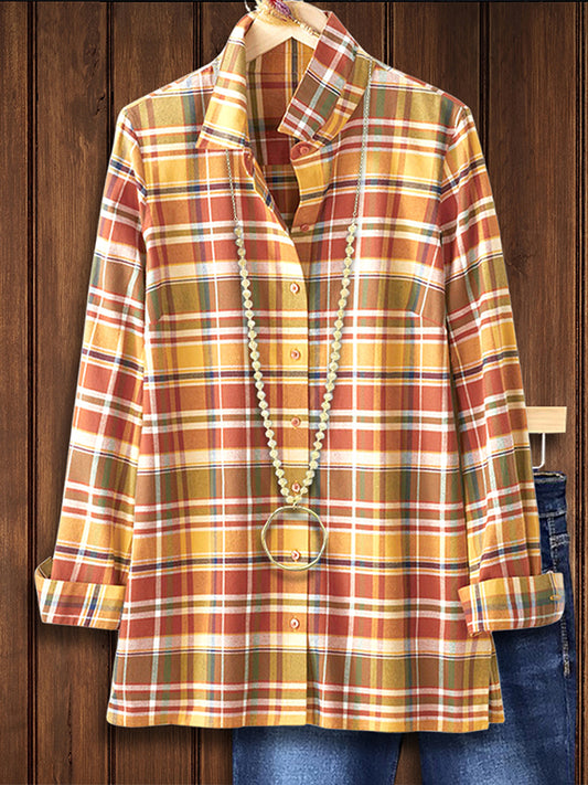 Yellow Plaid Loose Blouse