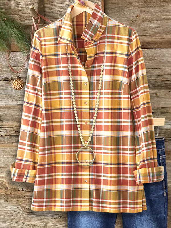 Yellow Plaid Loose Blouse