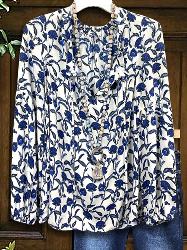 Blue & White Porcelain Print Top