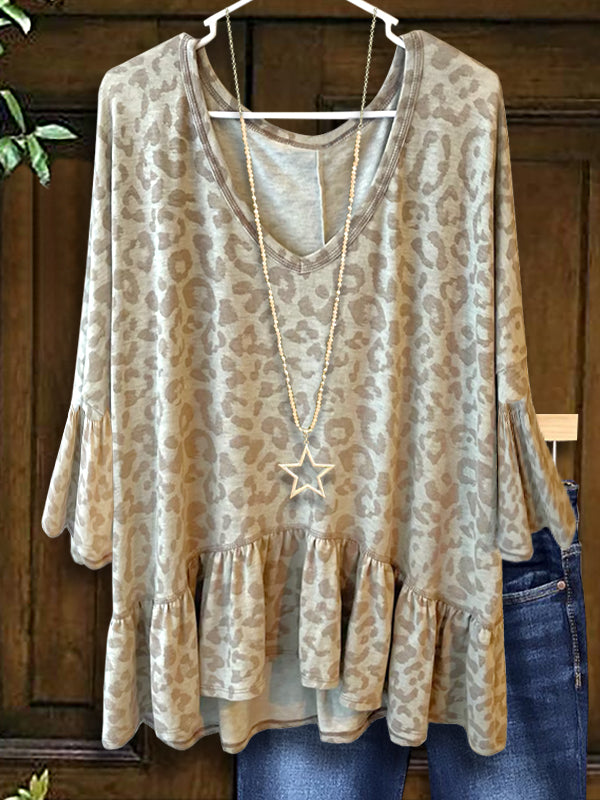 Leopard Print Babydoll Blouse