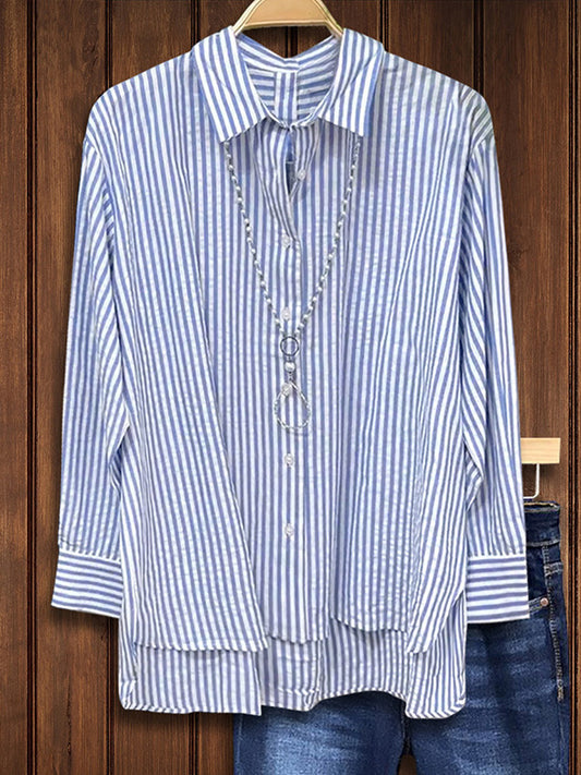 Baby Blue Striped Button-Up Shirt