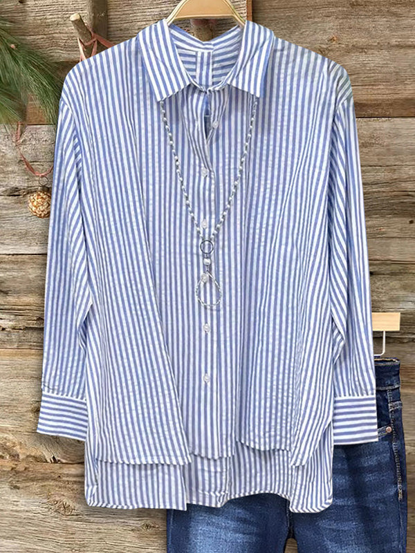 Baby Blue Striped Button-Up Shirt