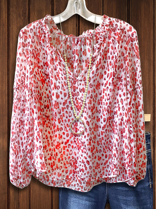 Pink Leopard Loose Blouse