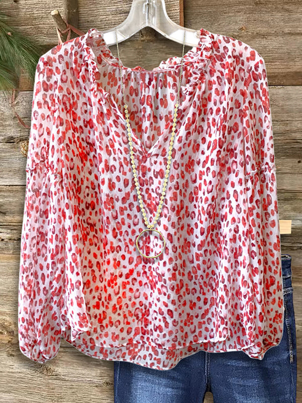 Pink Leopard Loose Blouse