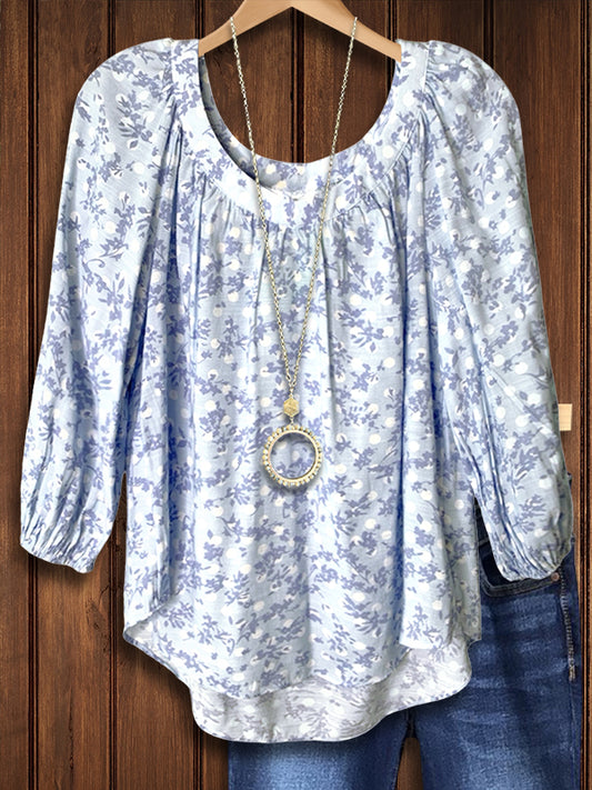 Round Neck Floral Print Blouse